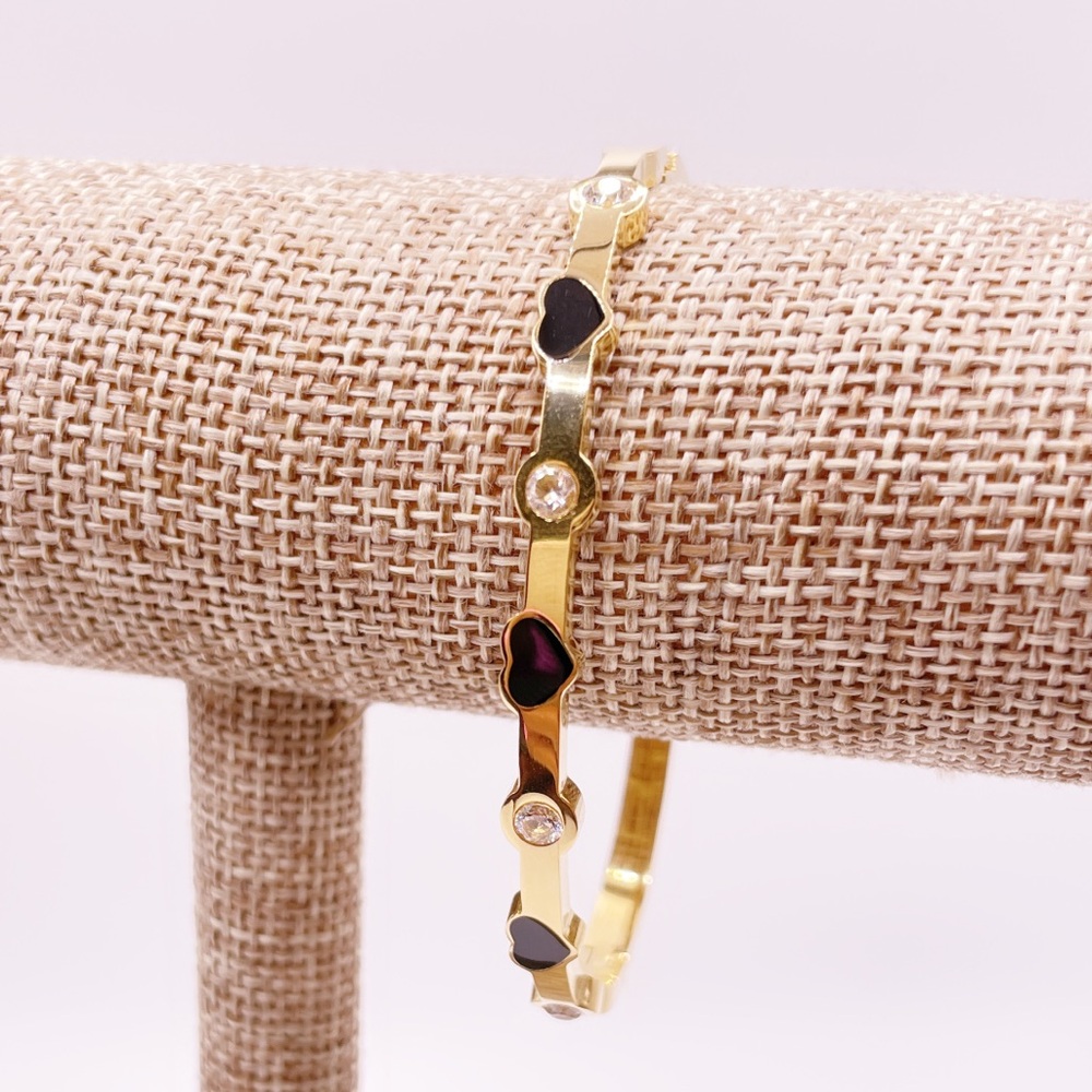 Gold and Black Heart Bracelet